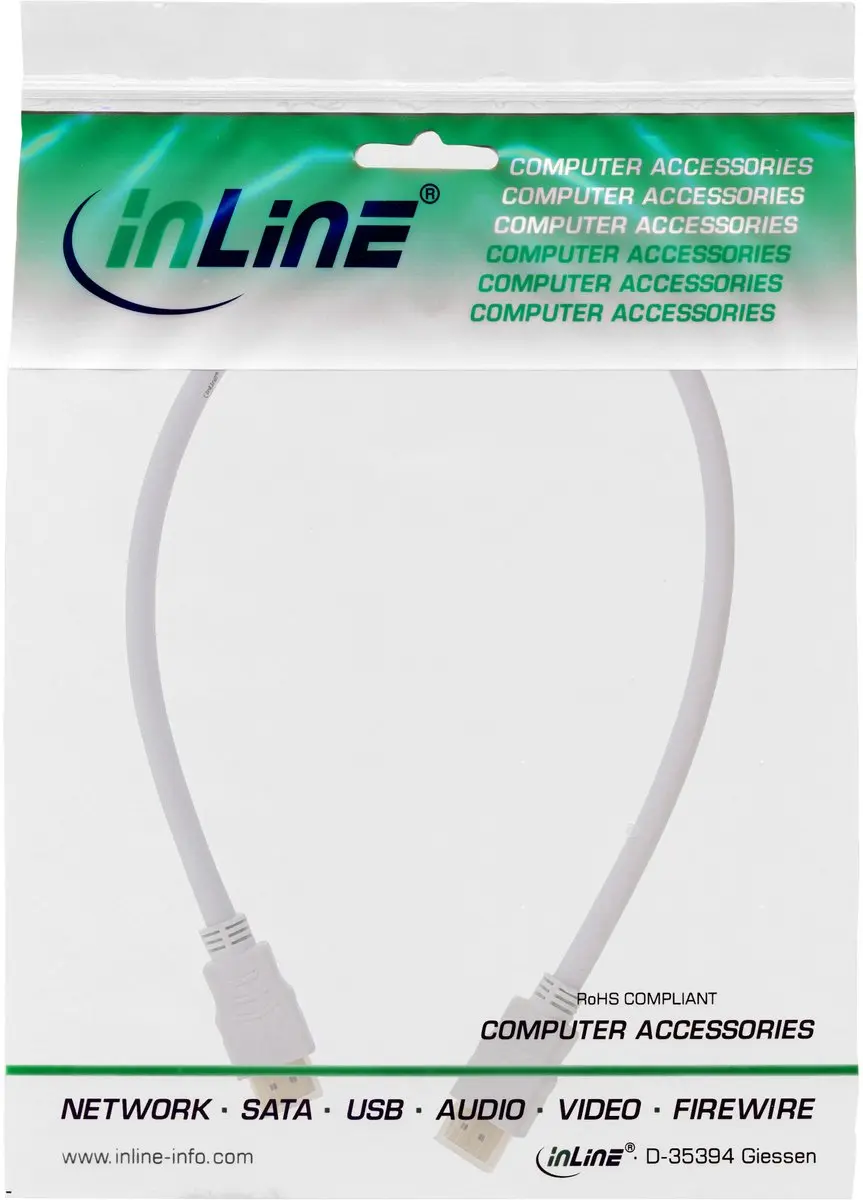 InLine HDMI Kabel 2.0 4K 60Hz HDR - Wit 0,5m