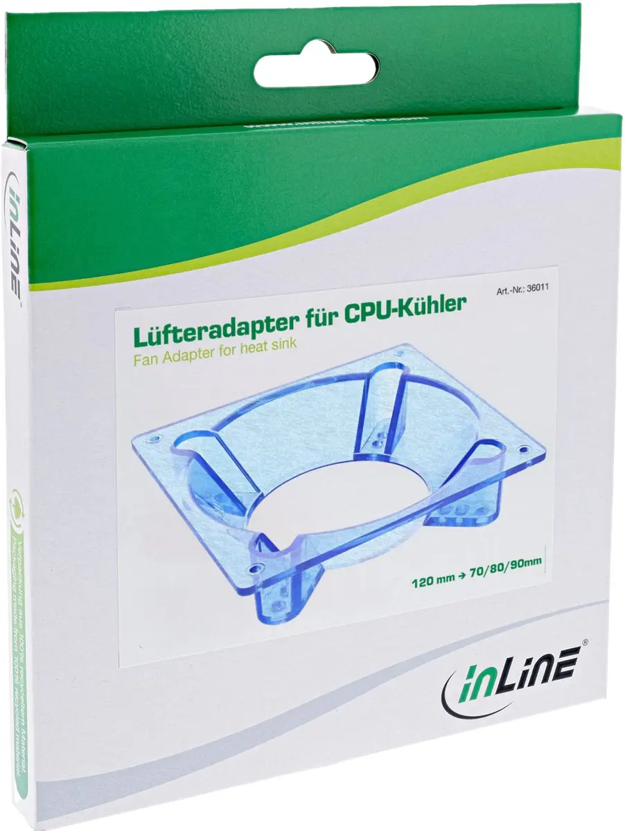 InLine Ventilatoradapter 120mm naar 70/80/90mm - Blauw