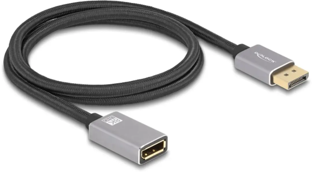 Delock DisplayPort Kabel 8K 60Hz 1m - Grijs Metaal