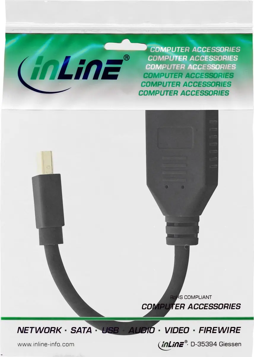 InLine Mini DisplayPort naar DisplayPort Adapter 1.2 - 0,15m - Zwart