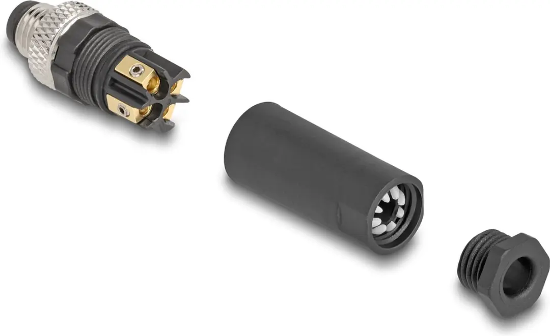 Delock M8 A-coded 4-pin Male Connector - Zwart