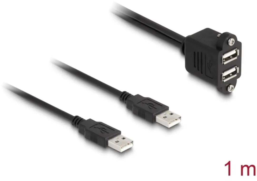 Delock USB 2.0 Kabel A-male naar 2x A-female 1m