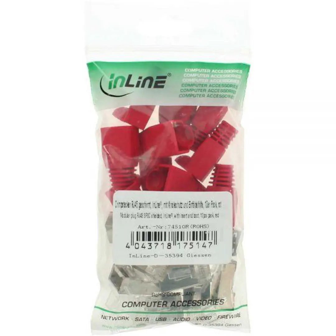 InLine RJ45 STP CAT6 Krimpconnectoren - 10 Stuks Rood