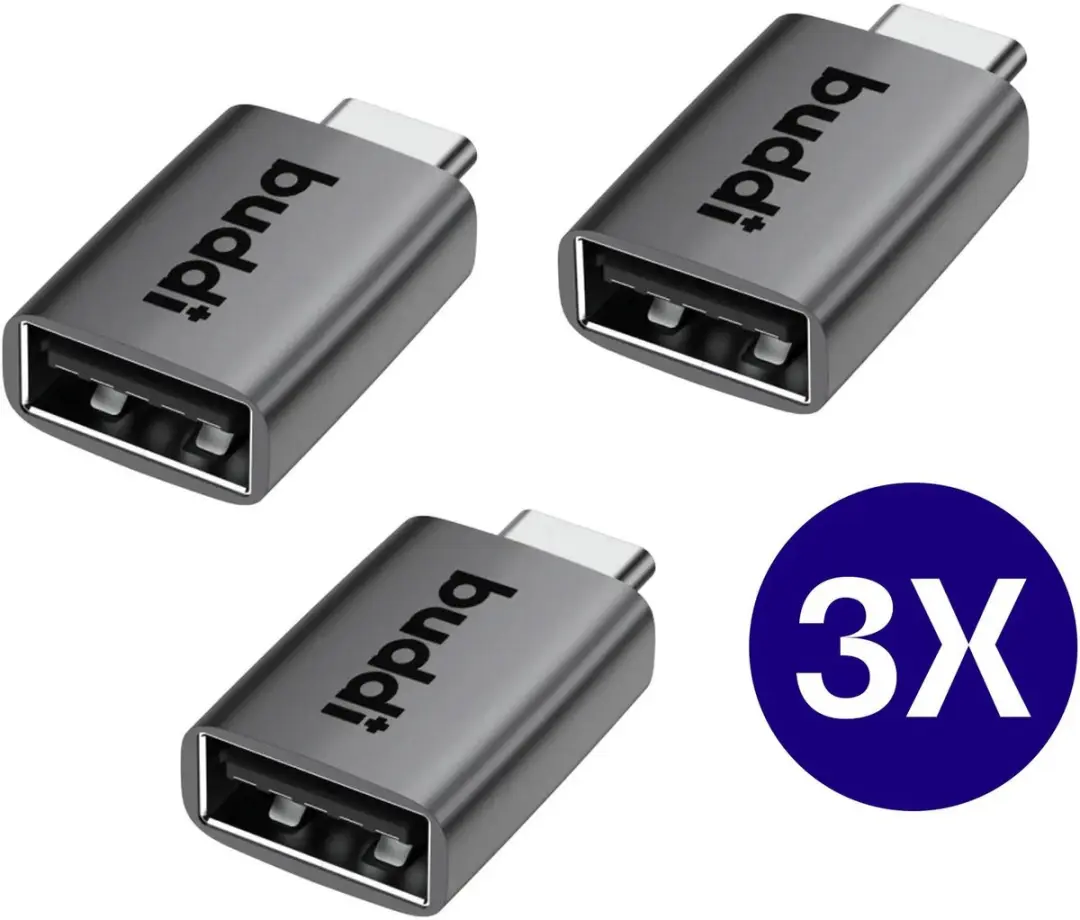 Buddi Ease USB-A naar USB-C Adapter