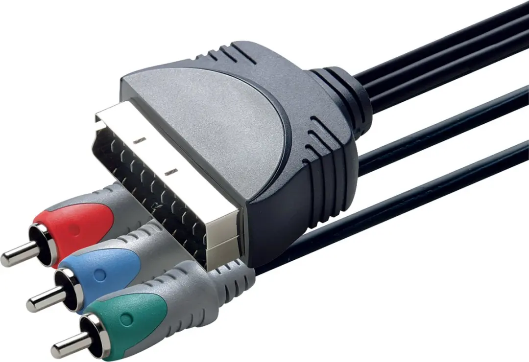 Scanpart Adapterkabel SCART(M)-3Tulp(M) RGB 1.5M - Zwart