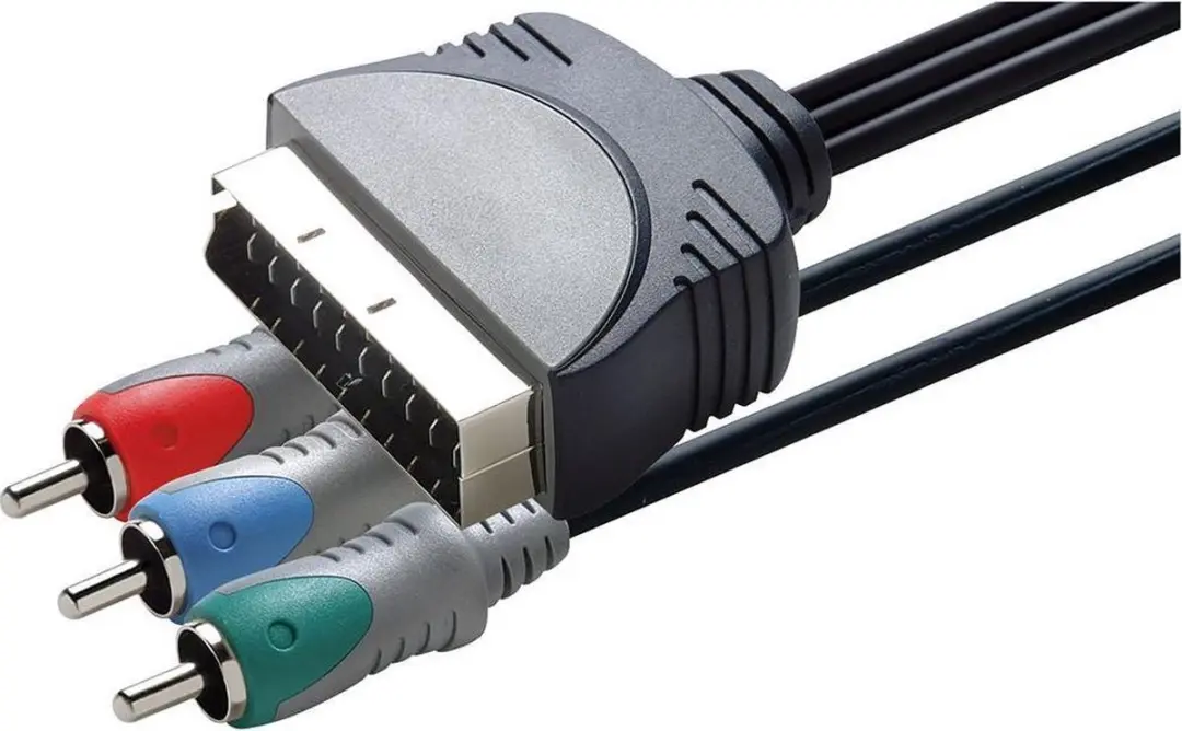 Scanpart Adapterkabel SCART(M)-3Tulp(M) RGB 1.5M - Zwart