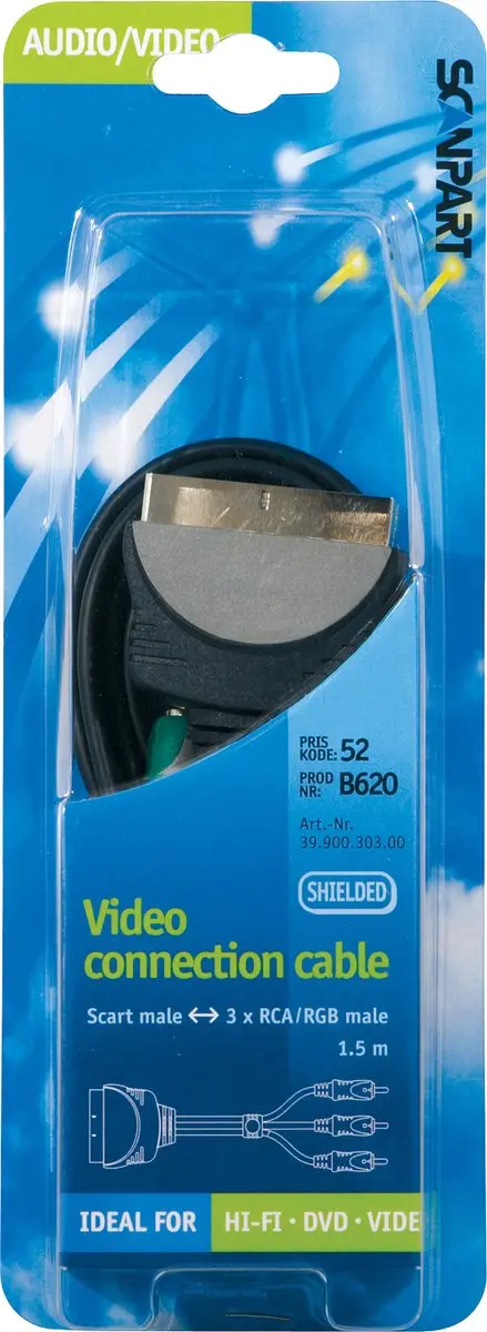 Scanpart Adapterkabel SCART(M)-3Tulp(M) RGB 1.5M