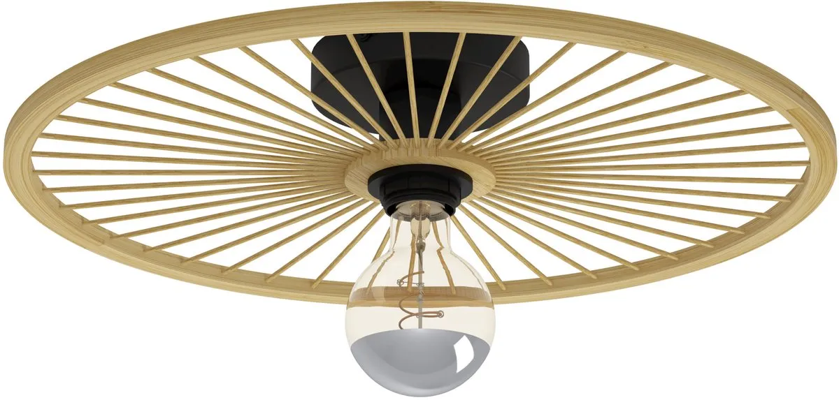 Eglo Leominster Plafondlamp Ø45cm - Zwart/Hout