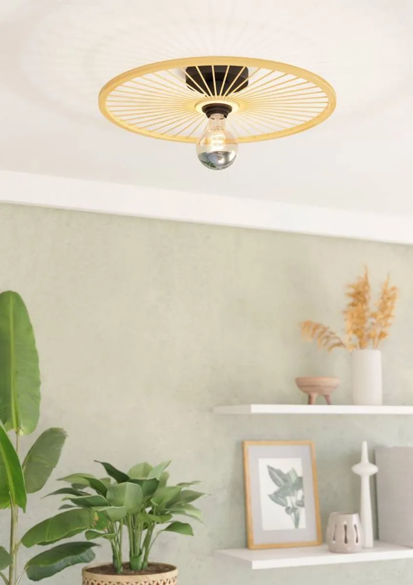 Eglo Leominster Plafondlamp Ø45cm - Zwart/Hout