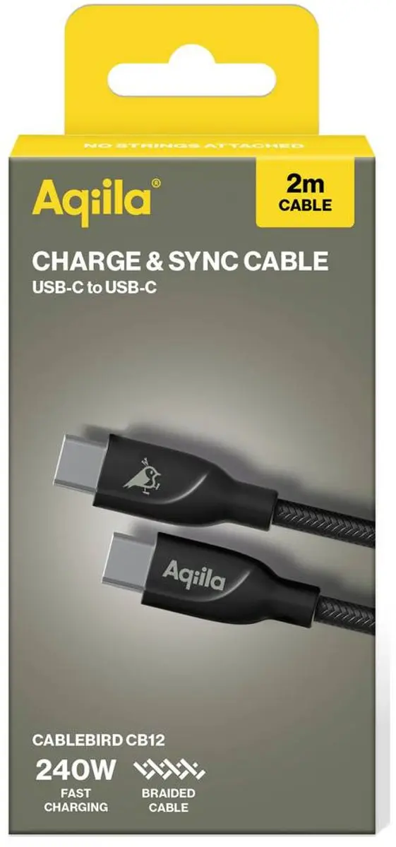 Aqiila Laadkabel USB-C naar USB-C 240W - 2m - Zwart