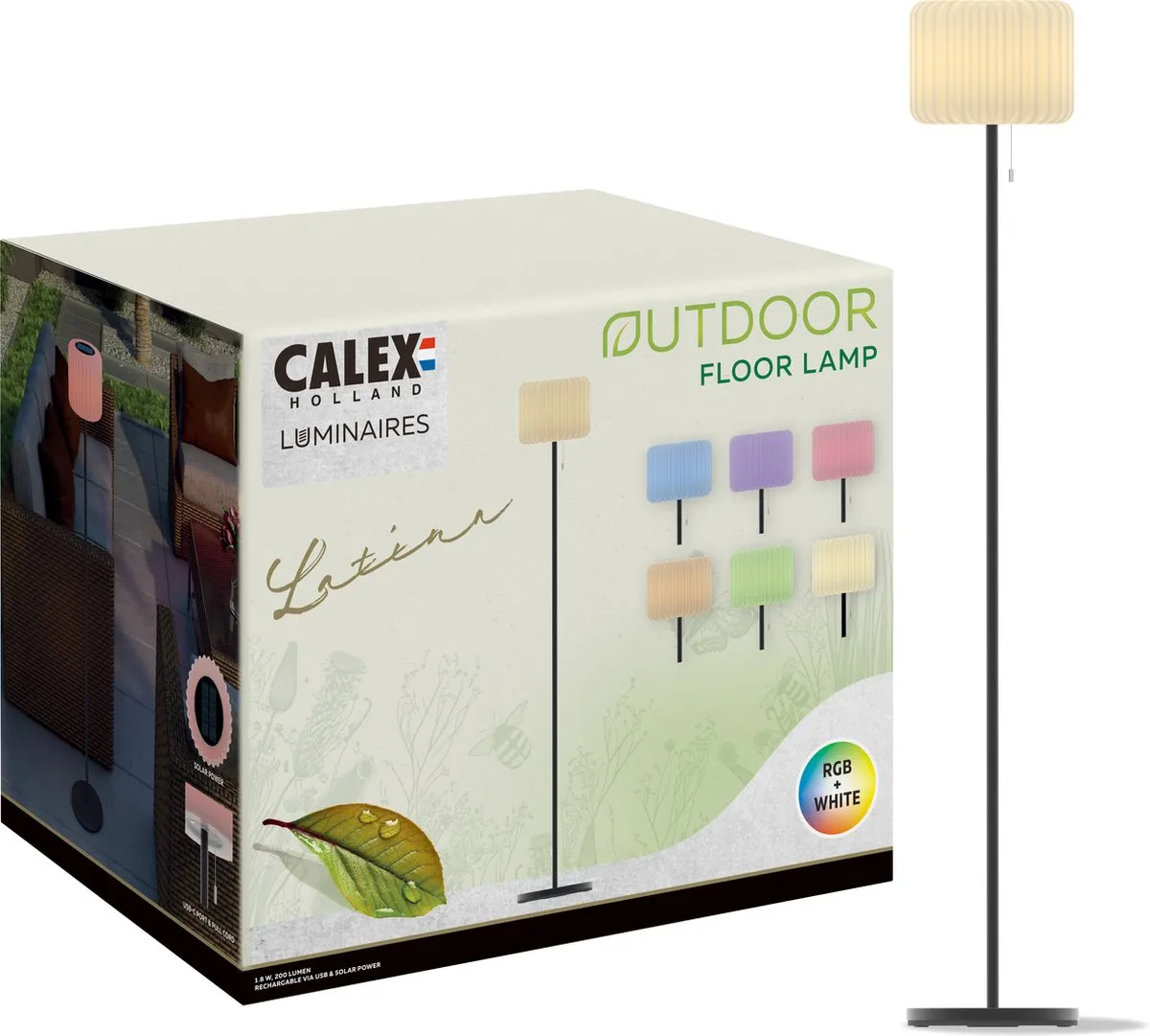 Calex Latina Zonne-energie Vloerlamp 150cm - Zwart