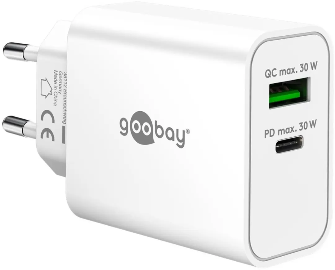 Goobay 75336 USB-C PD USB-A QC GaN Lader 30W