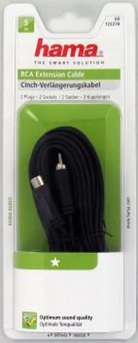Hama Audio Verlengkabel 2 Cinch 5m - Kleurenmix