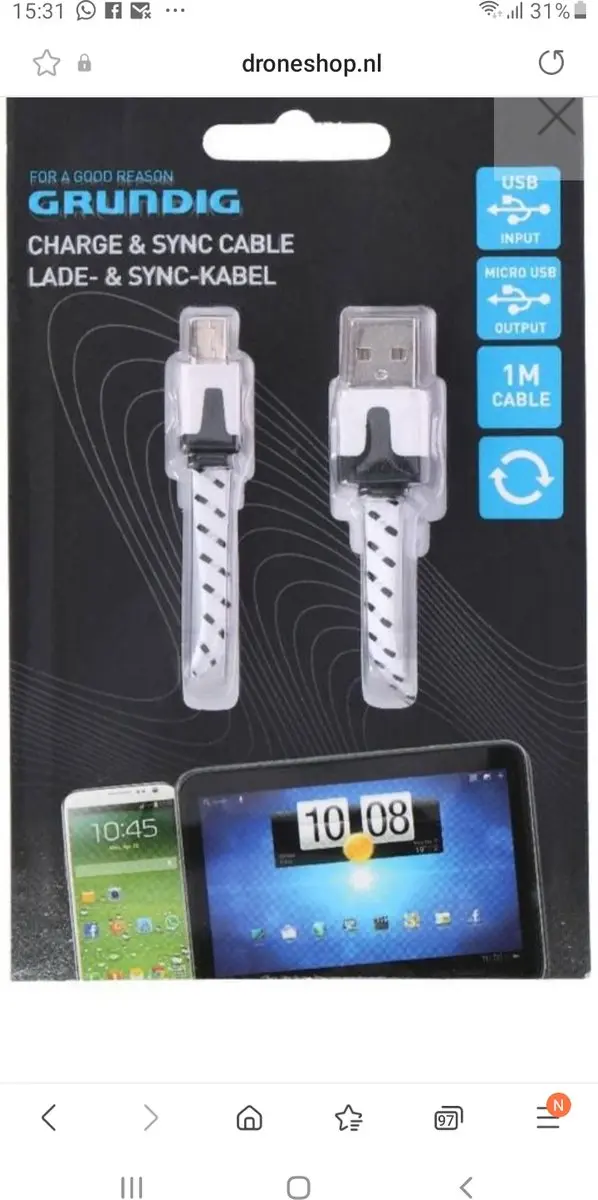 Grundig Micro USB Kabel 1m