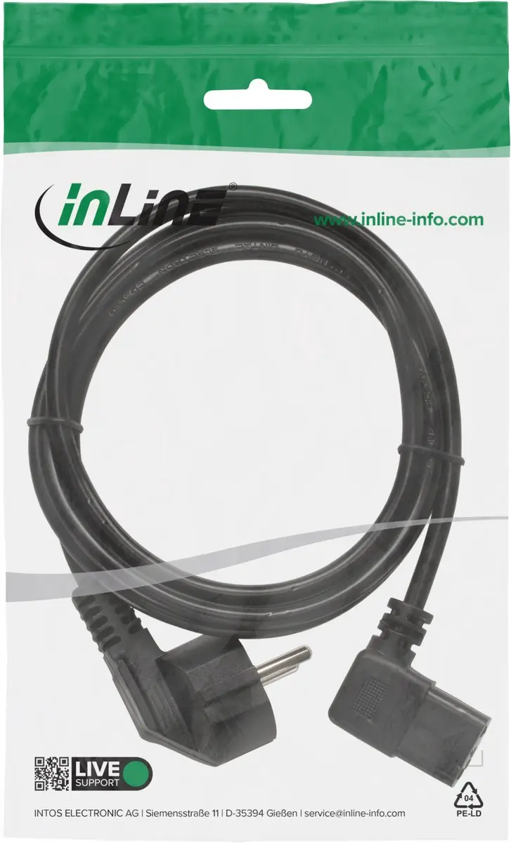 InLine 4043718077700 CEE7/7 C13 Stroomkabel - 3m - Zwart