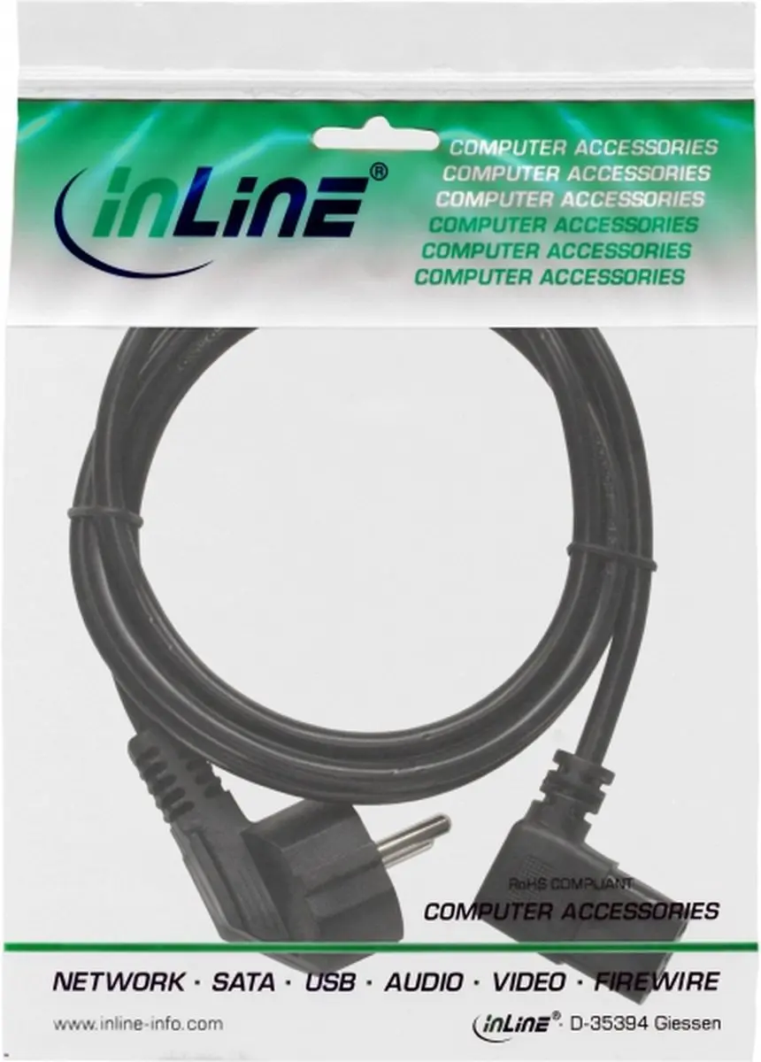 InLine 4043718077700 CEE7/7 C13 Stroomkabel - 3m - Zwart