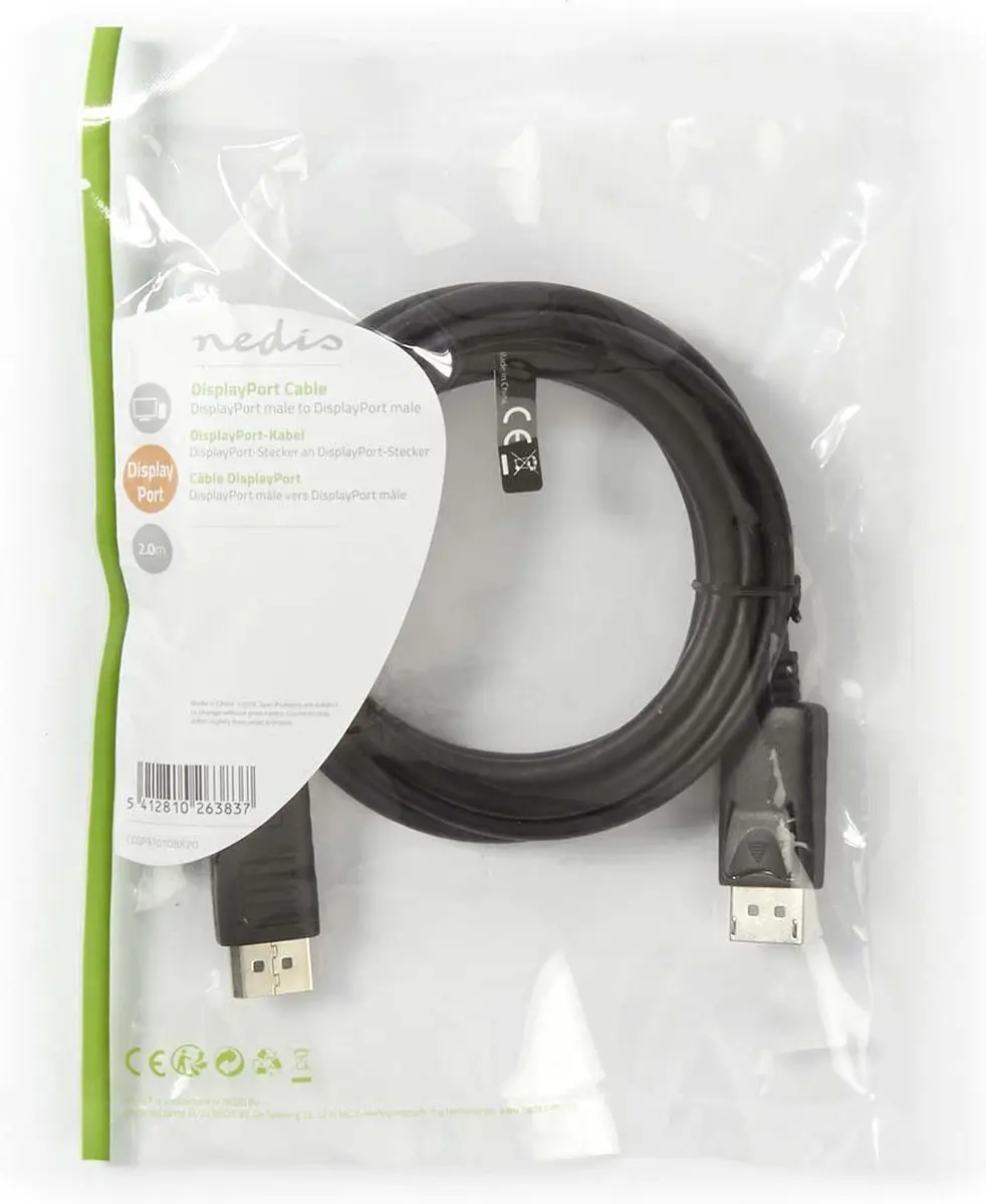 Nedis DisplayPort Kabel CCGP37010BK20 - 4K@60Hz - 2m - Zwart