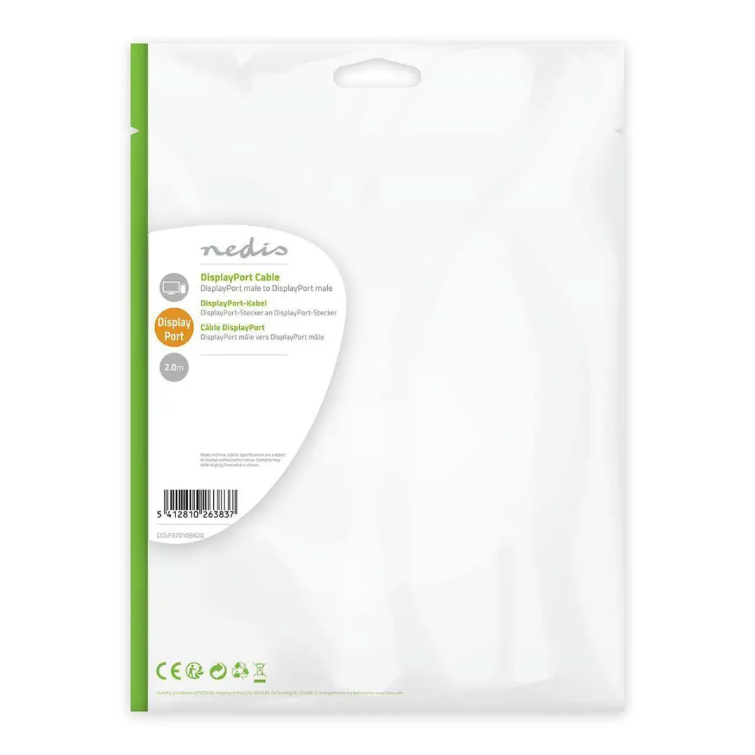 Nedis DisplayPort Kabel CCGP37010BK20 - 4K@60Hz - 2m - Zwart