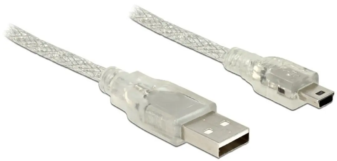 Delock USB 2.0 Kabel A naar Mini-B 1.5m - Transparant
