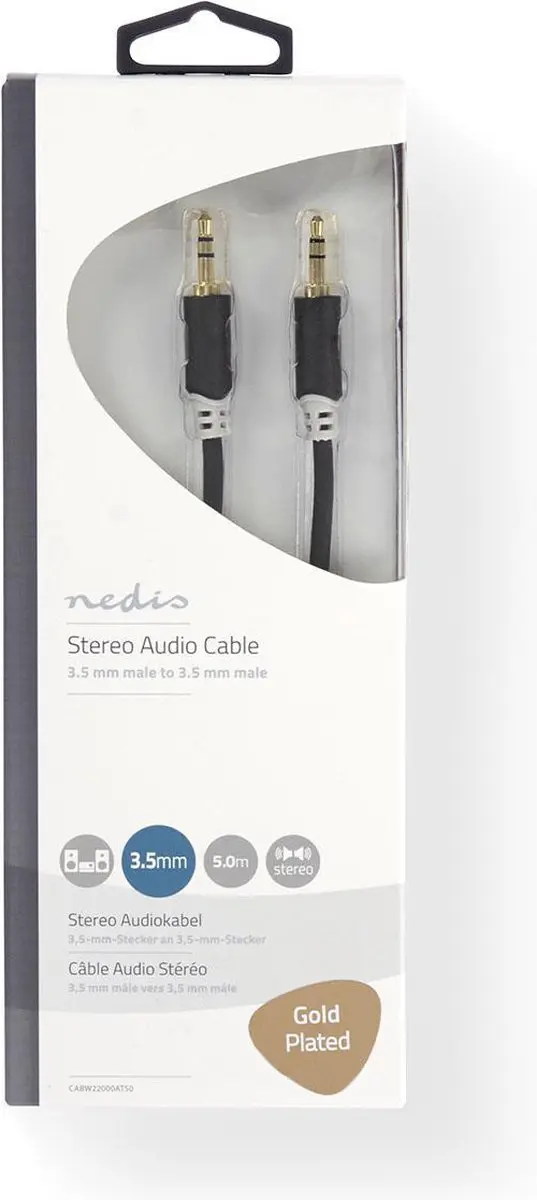 Nedis Stereo-Audiokabel 3,5mm M/M - 5m - Verguld - Antraciet