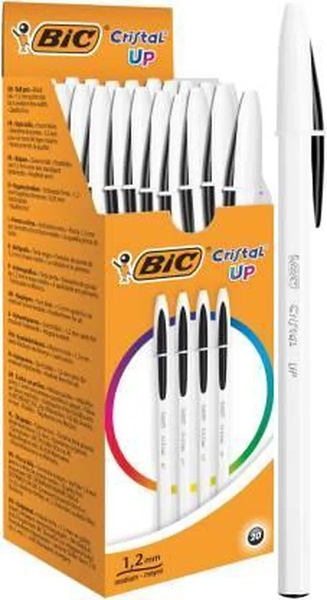 Bic Cristal Up Balpen - Zwart - 20 Stuks