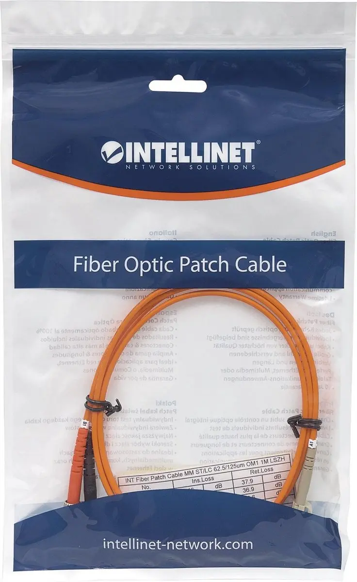 Intellinet 5m LC/ST Glasvezelkabel OM1 - Oranje