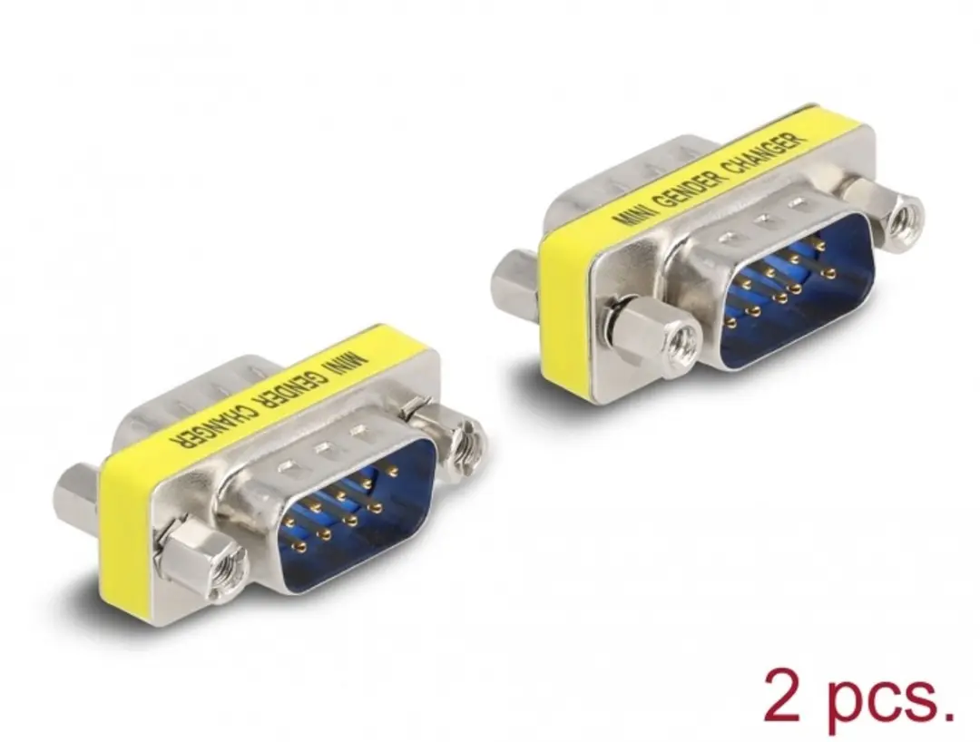 Delock D-Sub 9 Pin Gender Changer M-M - 2 Stuks - Zilver/Geel
