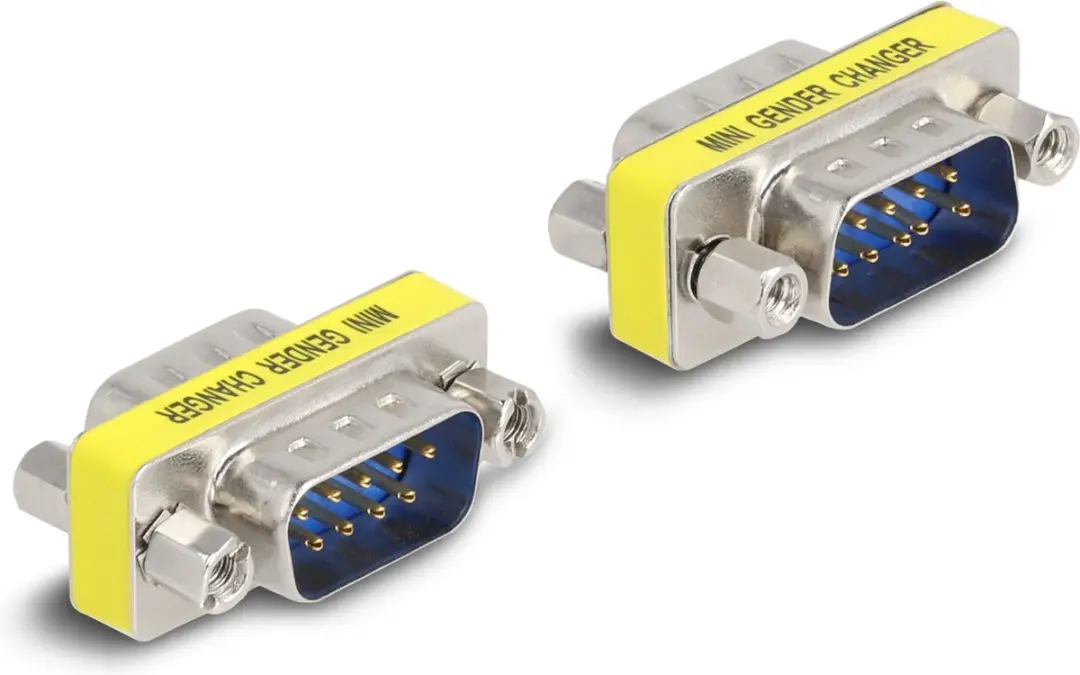 Delock D-Sub 9 Pin Gender Changer M-M - 2 Stuks - Zilver/Geel