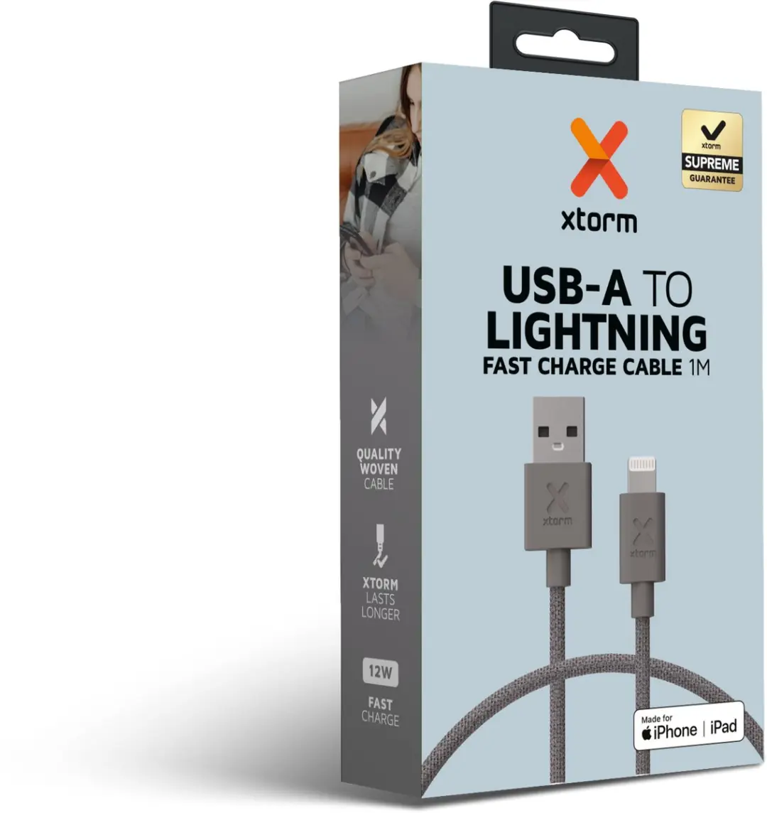 Xtorm Go2 USB naar Lightning Kabel 1m - Grijs