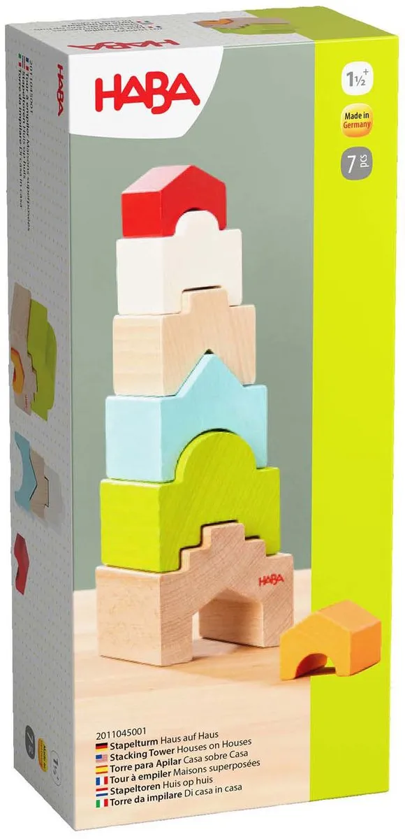 Haba Houten Stapeltoren Huis op Huis - 6 Stuks - Multicolor - afbeelding 6 van 6