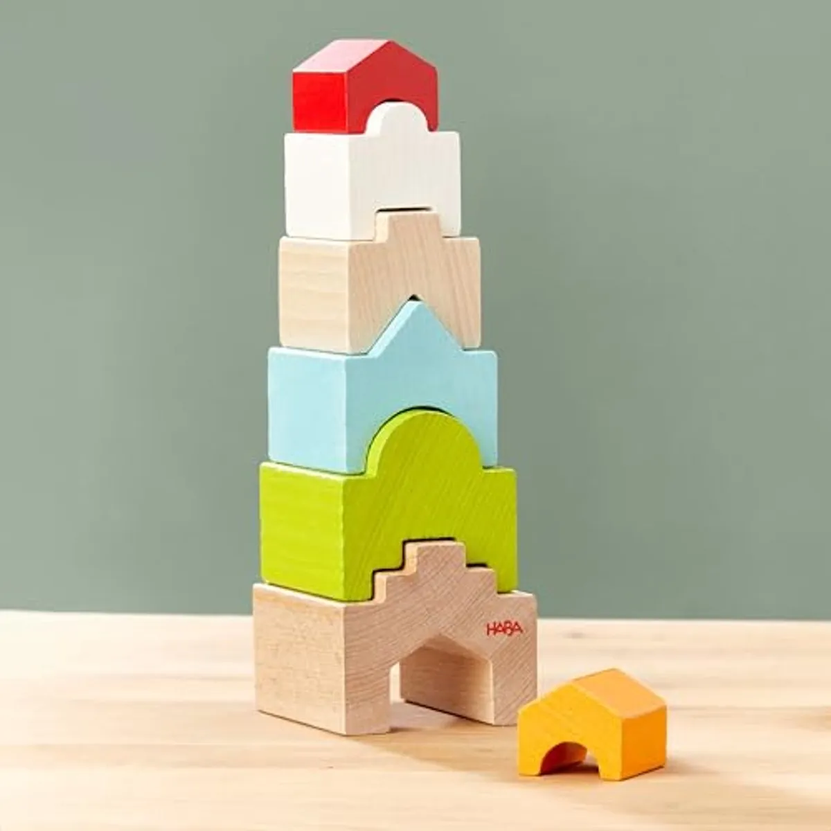 Haba Houten Stapeltoren Huis op Huis - 6 Stuks - Multicolor