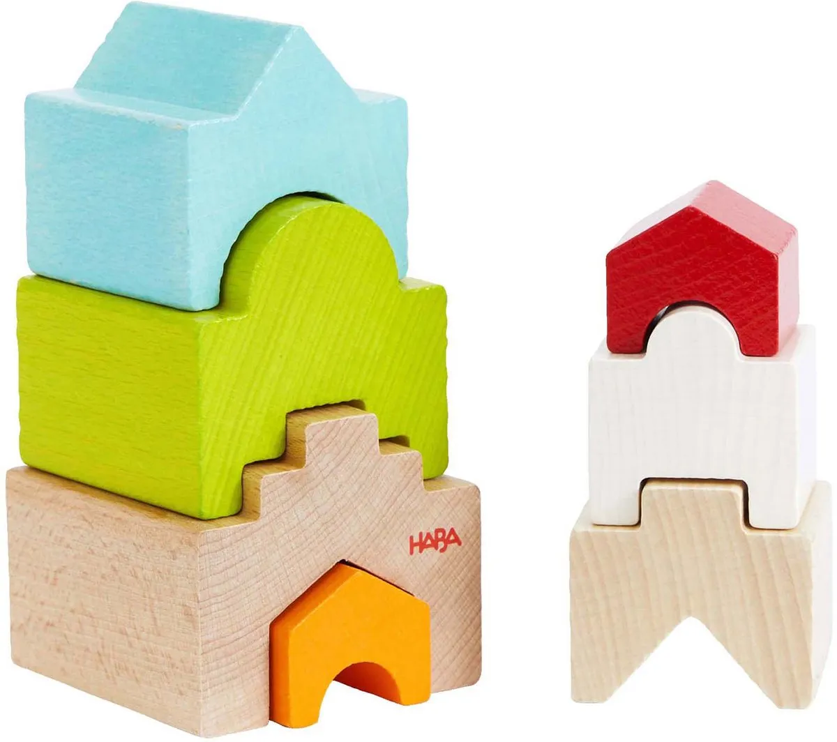 Haba Houten Stapeltoren Huis op Huis - 6 Stuks - Multicolor