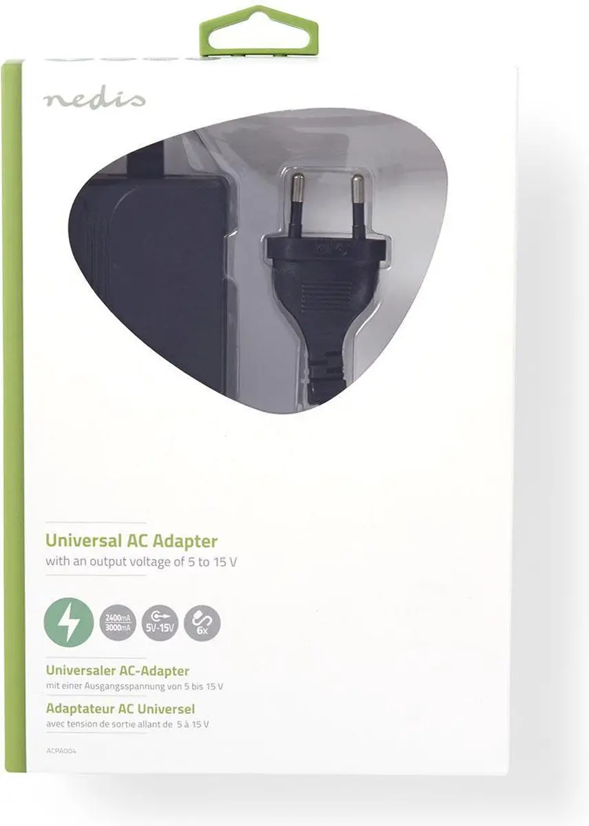 Nedis ACPA004 Universele AC-Stroomadapter 36W - Zwart