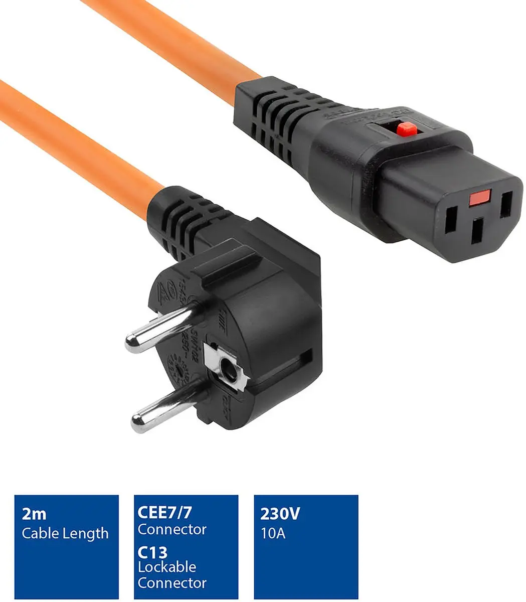 ACT AK5039 Schuko Netsnoer - 2m - Oranje
