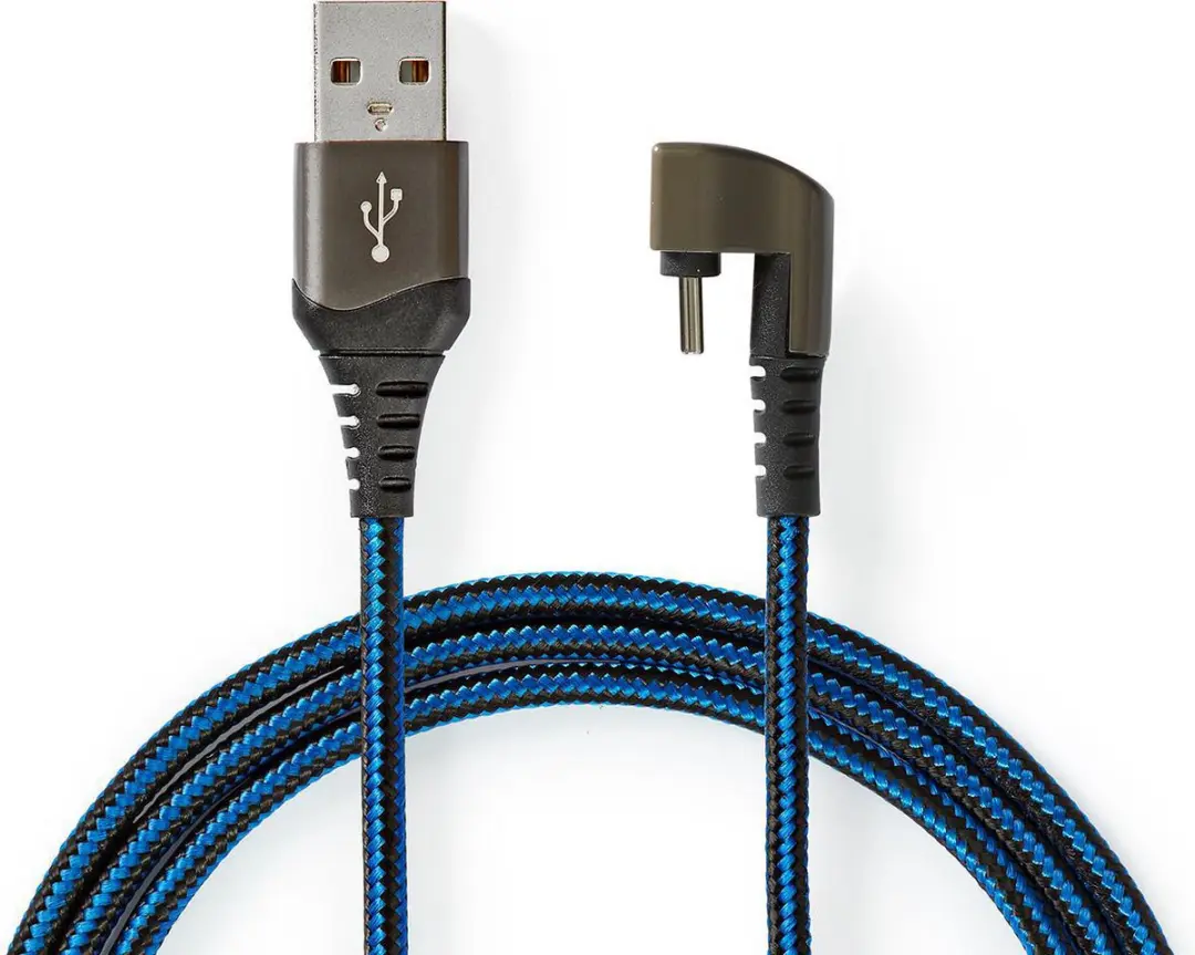 Nedis USB 2.0 USB-A naar USB-C Kabel 2m - Verguld - Blauw/Zwart
