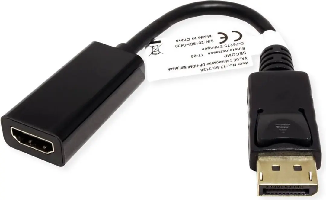Value 12.99.3138 DisplayPort naar HDMI Adapterkabel - 0.15m - Zwart