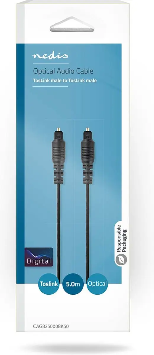 Nedis Optische Audiokabel CAGB25000BK50 - 5m - Zwart
