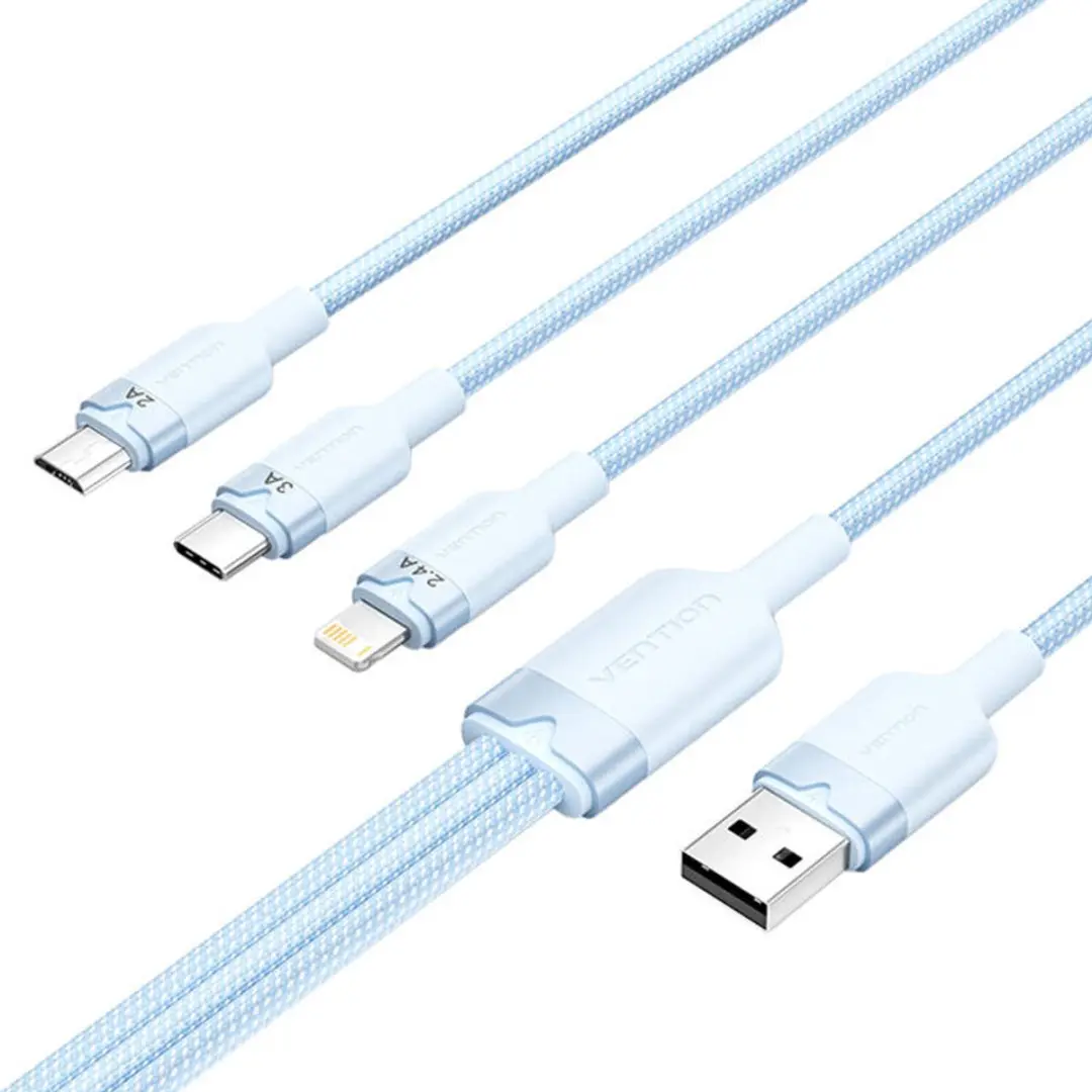 Vention USB 2.0 A naar 3-in-1 3A Kabel 1,5m - Transparant