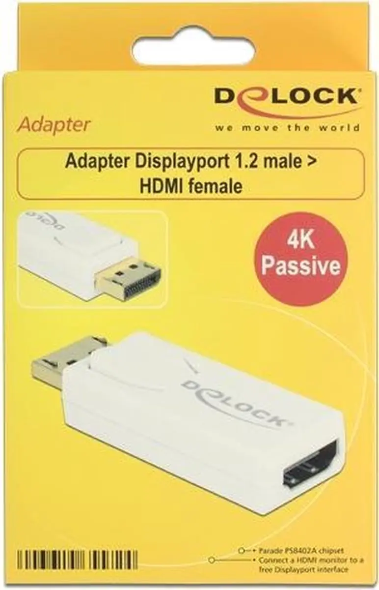 Delock DisplayPort naar HDMI Adapter 65572 - 4K 30Hz - Wit
