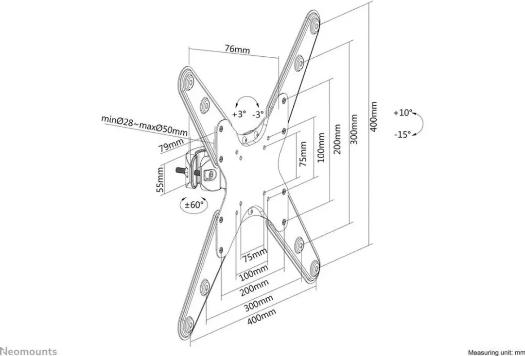Neomounts FL40-430BL14 TV-paalsteun - 32-55" - 25 kg - Zwart - afbeelding 6 van 6