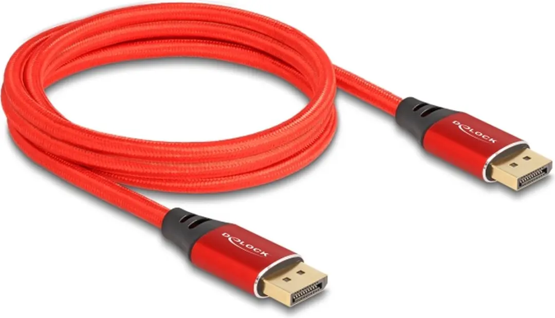 Delock DisplayPort Kabel 16K 60Hz 2m - Rood Metaal