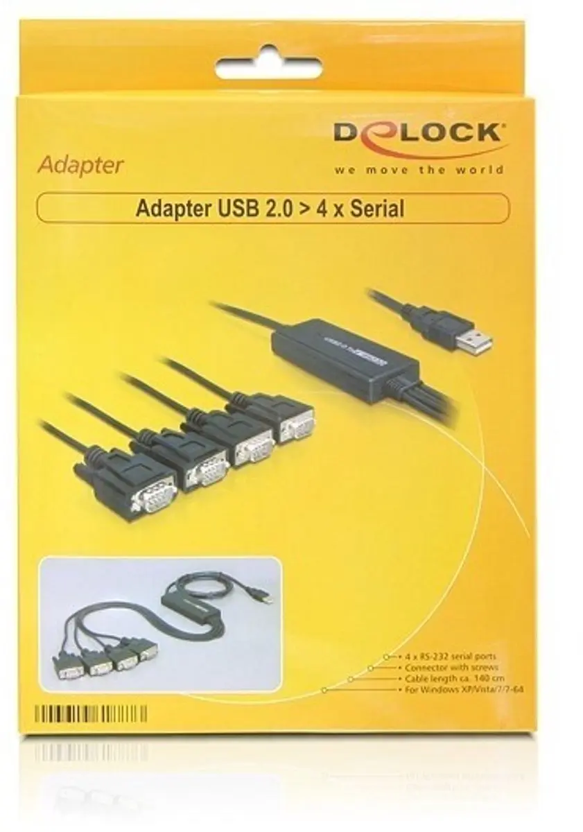 Delock USB 2.0 Adapter 4x Seriële Poorten - Zwart - afbeelding 6 van 6