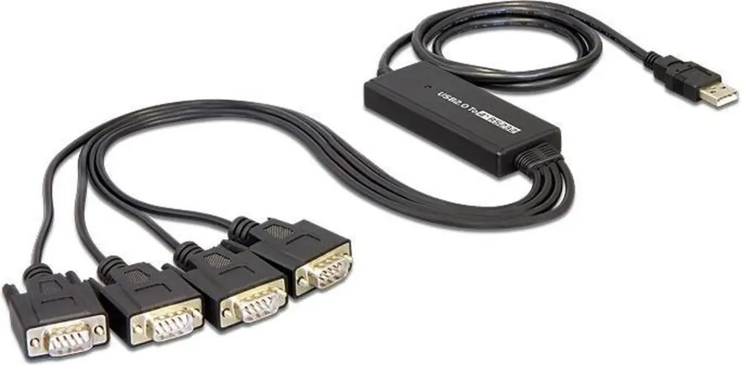 Delock USB 2.0 Adapter 4x Seriële Poorten - Zwart