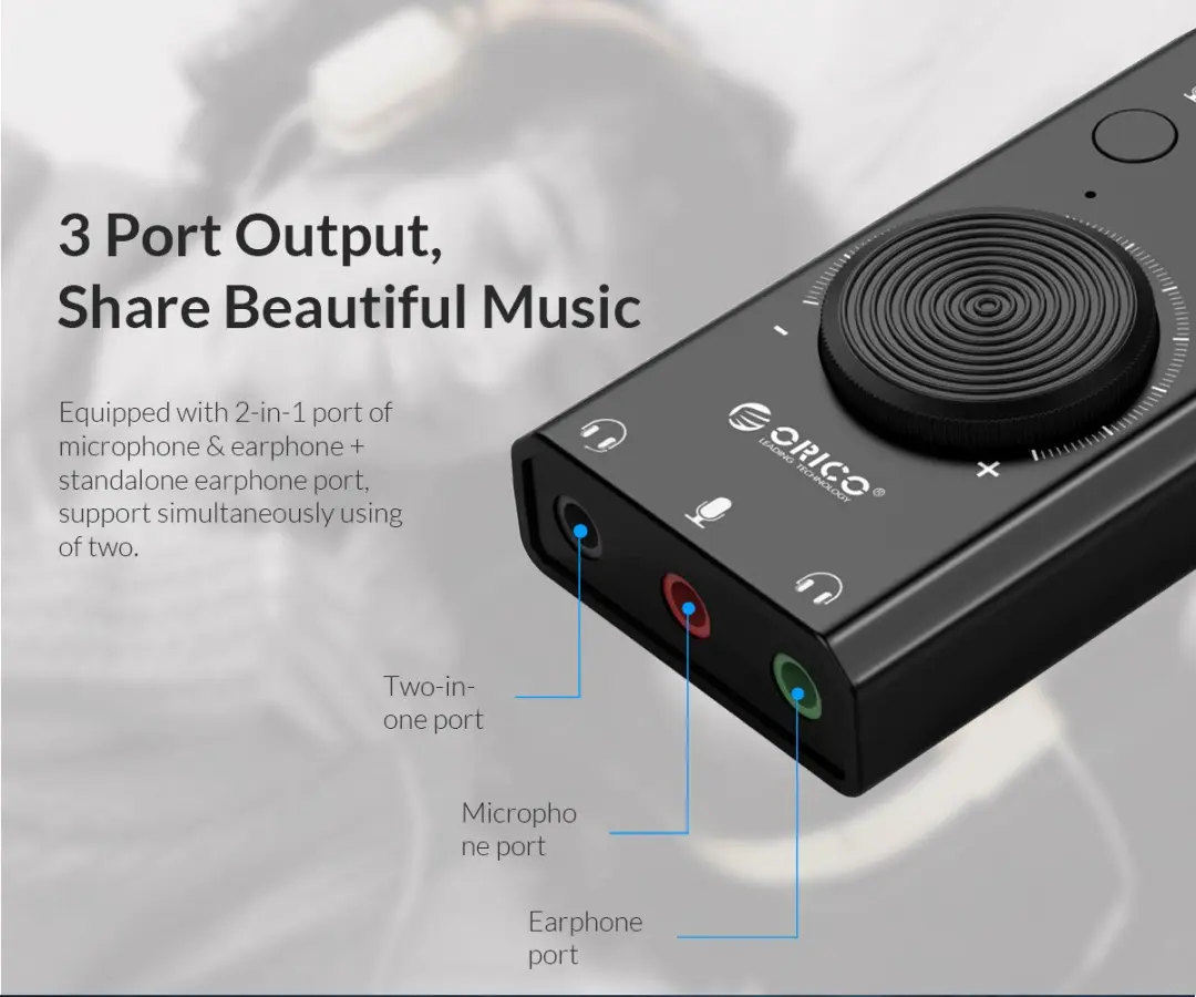 ORICO ORI-SC2-BK Externe Geluidskaart - 80dB - Zwart