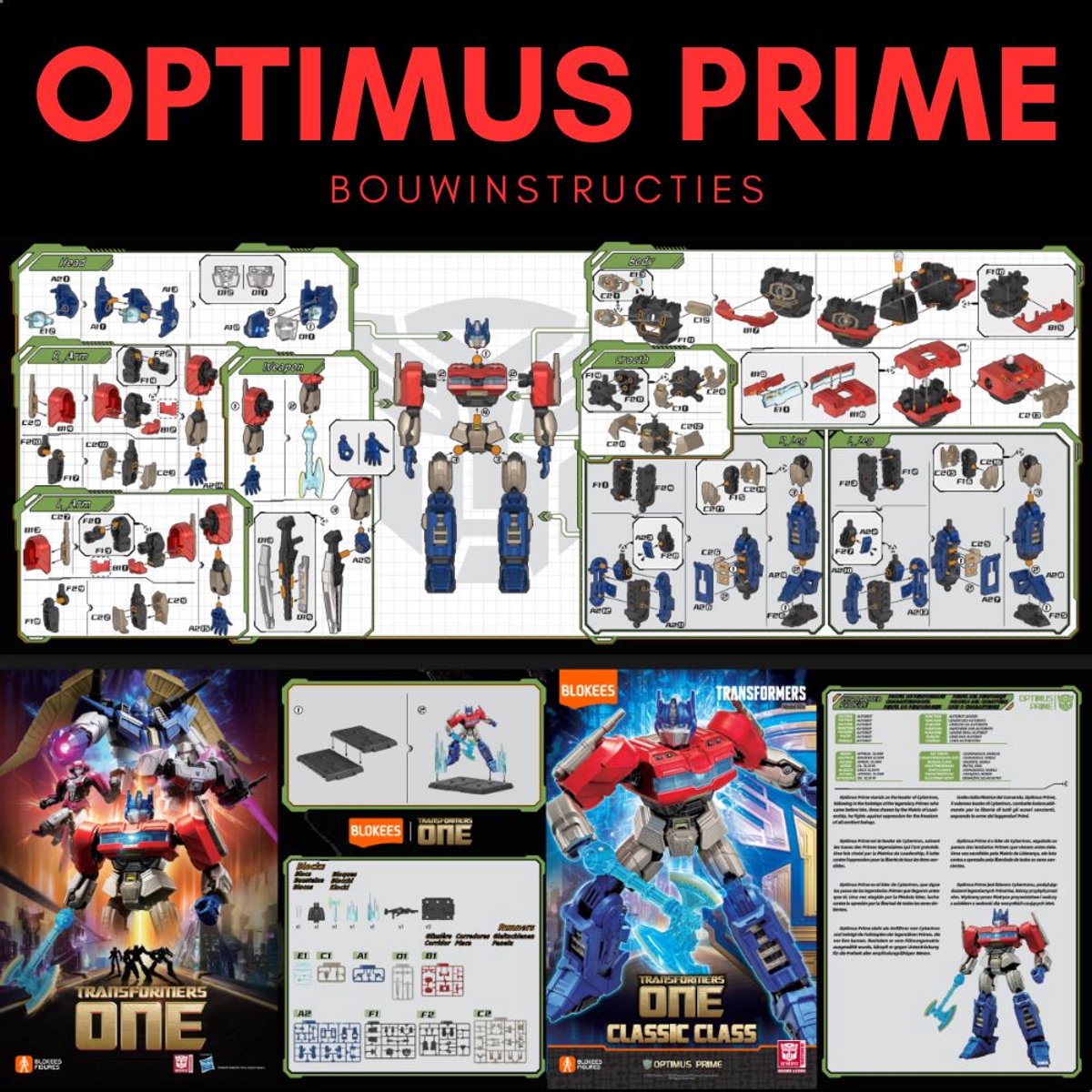 Blokees - Transformers One Classic Class 11 Orion Pax Optimus Prime | Auto Bots Wars Action Figure Edition | Robot technisch modelbouw | model kit | Educatief speelgoed bouwpakket | Bekend van manga & anime