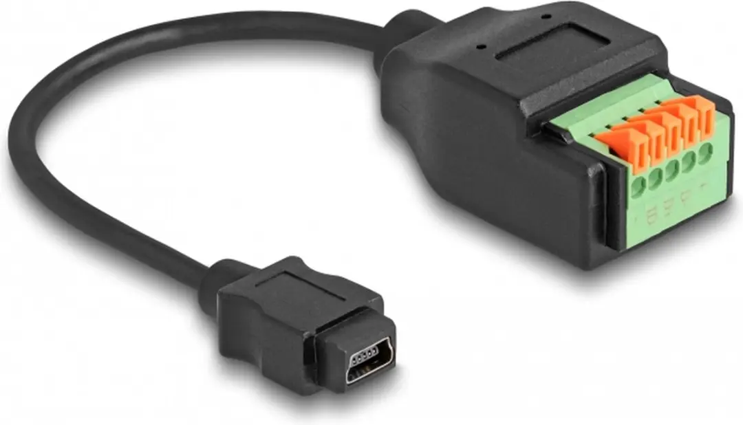 Delock USB 2.0 Mini-B naar Terminal Block Adapter - 15cm - Zwart/ Groen