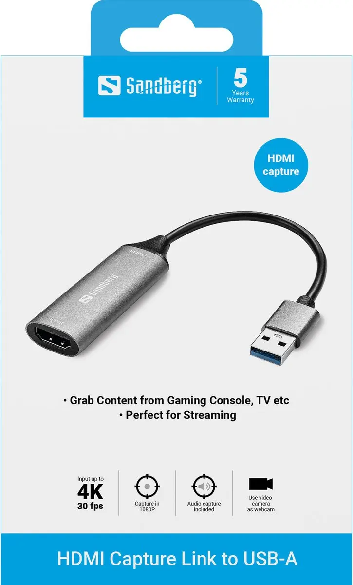 Sandberg 133-19 USB 3.0 naar HDMI Adapter - Grijs