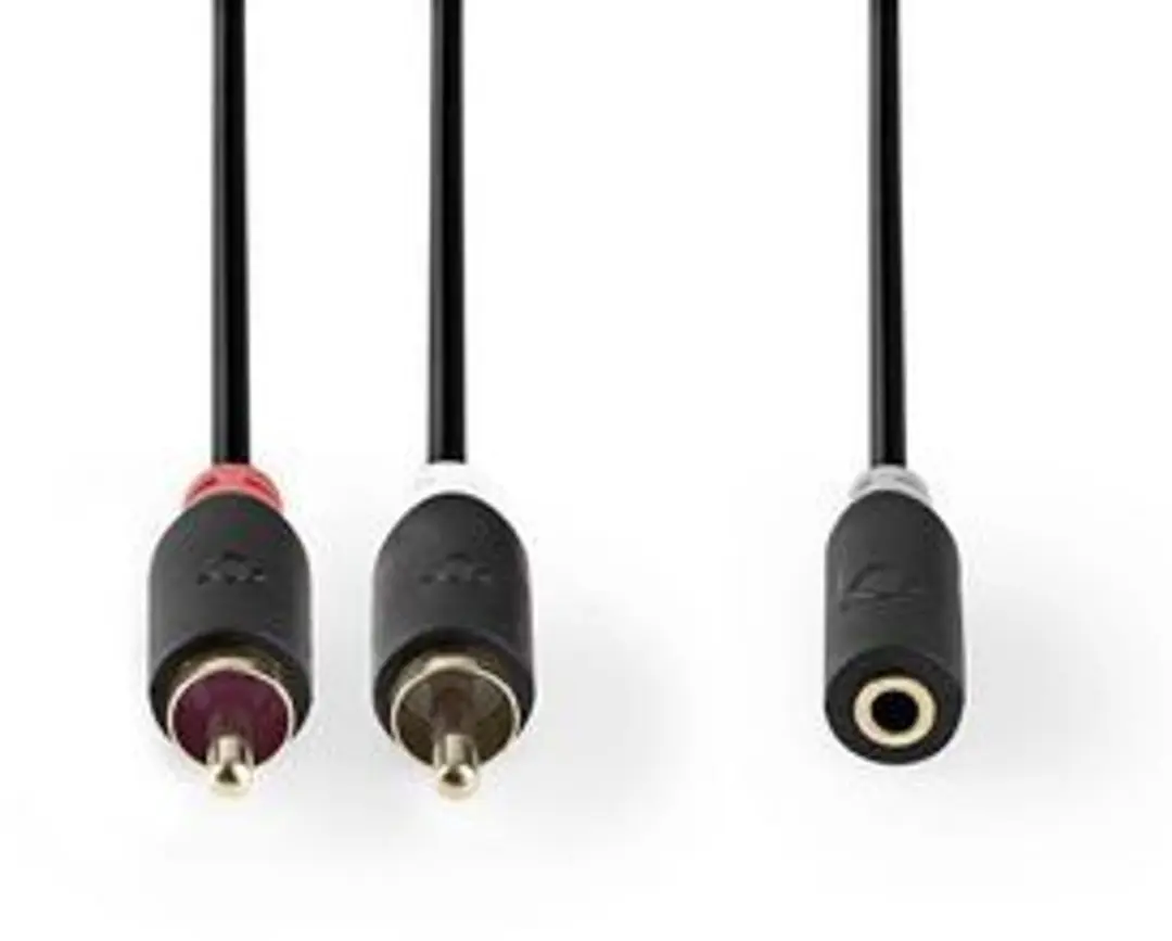 Nedis Stereo-Audiokabel CABW22255AT02 - 2x RCA Male - 3,5mm Female - 0,20m - Antraciet