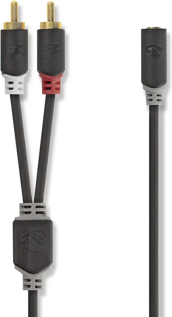 Nedis Stereo-Audiokabel CABW22255AT02 - 2x RCA Male - 3,5mm Female - 0,20m - Antraciet