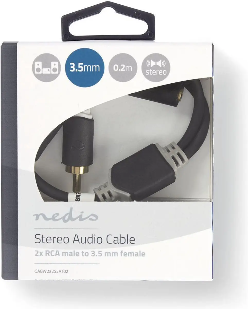 Nedis Stereo-Audiokabel CABW22255AT02 - 2x RCA Male - 3,5mm Female - 0,20m - Antraciet